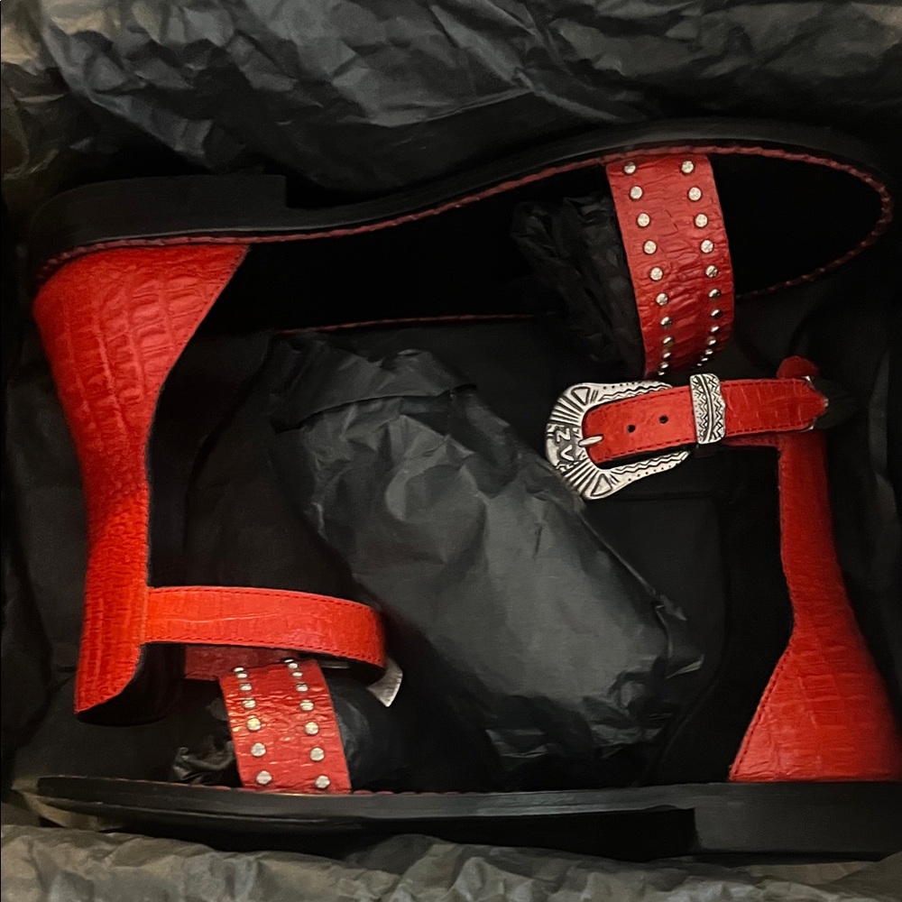 Zadig & Voltaire Red Studded Sandals - Picture 7 of 7